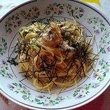 帆立と枝豆のたらこパスタ